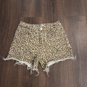 Madden Girl Tan Leopard Print Jean Shorts